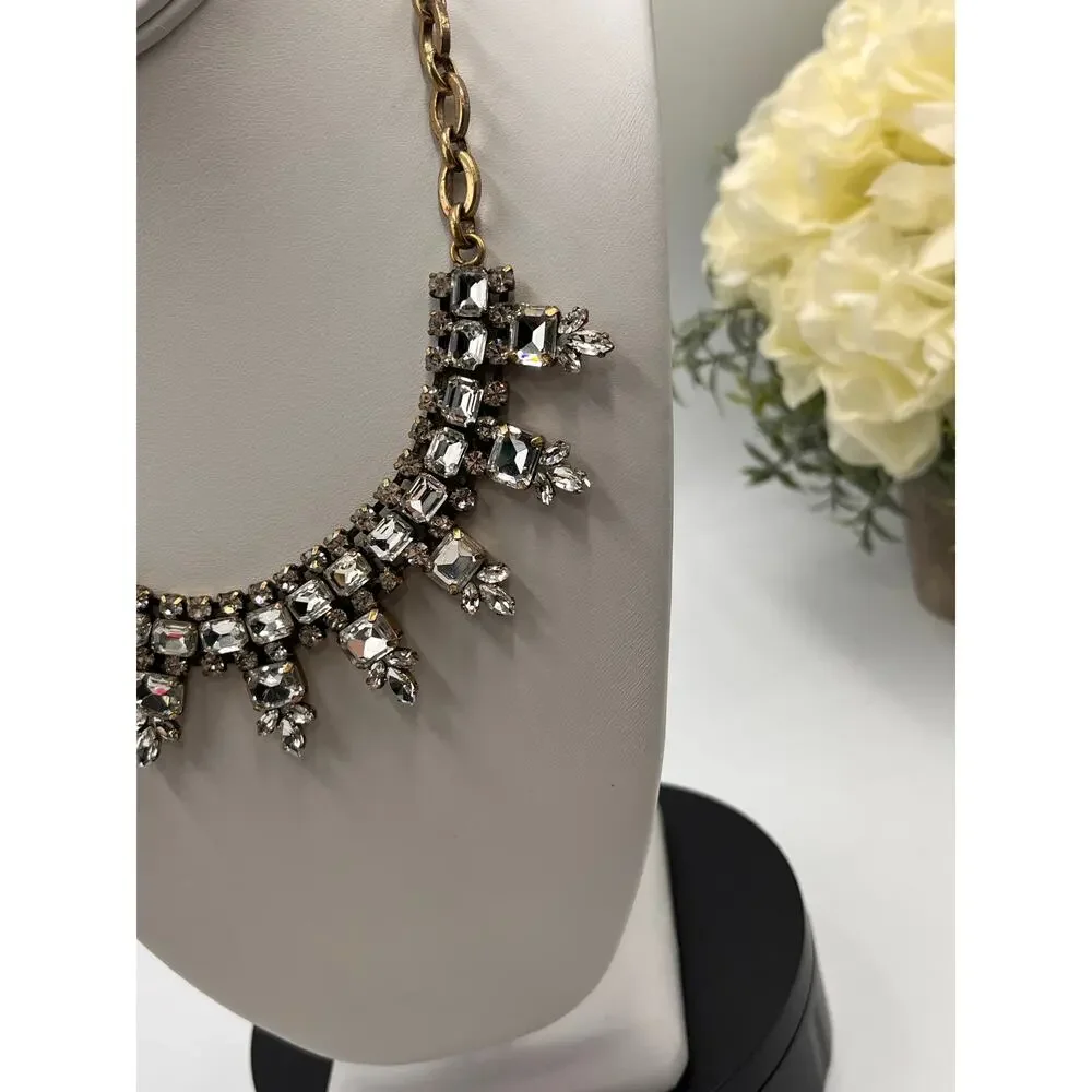 J. crew‎ Sparkling Rhinestone Fancy Bling Statement Gold Ox Necklace